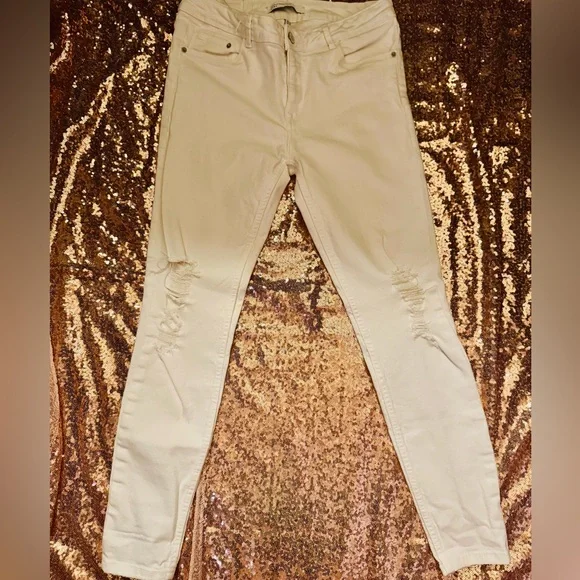 Zara White Ripped Skinny Jeans Versatile Style - Picture 4 of 4